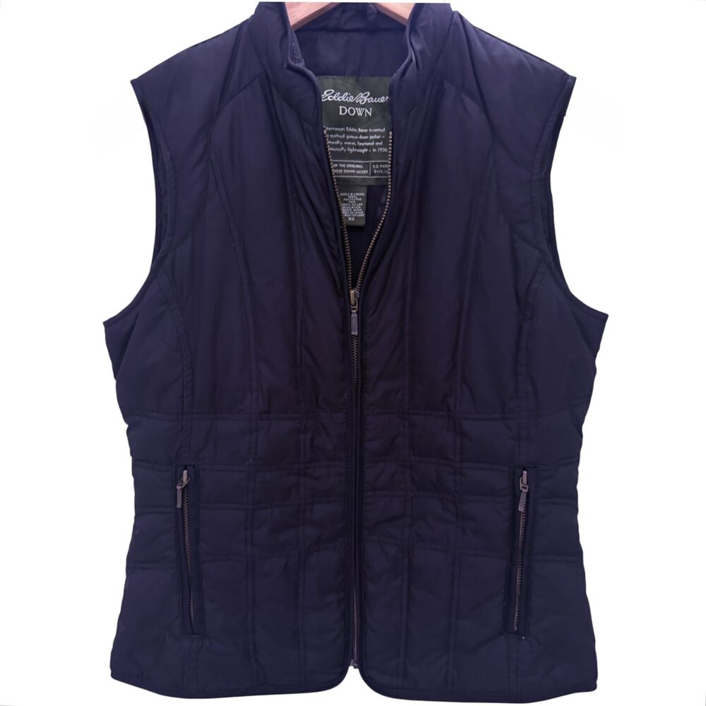 Eddie Bauer Goose Down Vest Women's XS Black Quilted